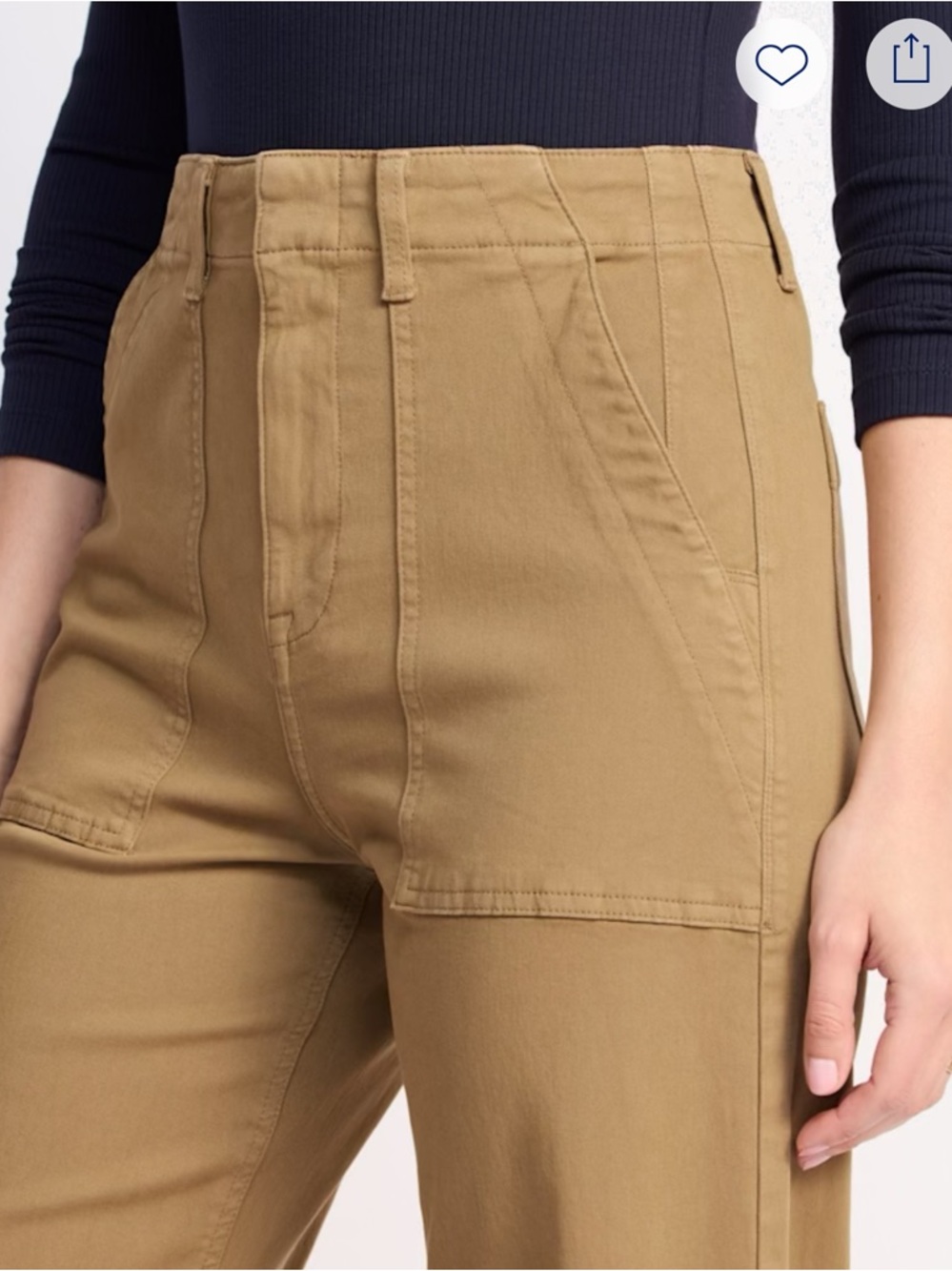 pistola Nicole Full Length Wide Leg Pant in Khaki l Chino - Picture 4 of 9